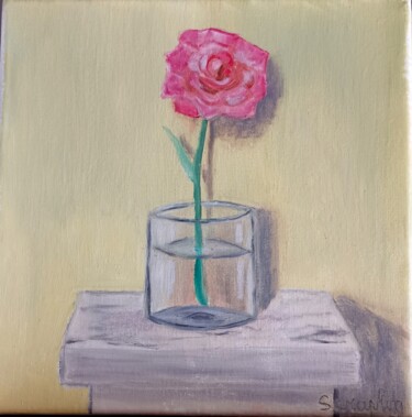 Pittura intitolato "Fleur dans un verre." da Seraphin, Opera d'arte originale, Olio