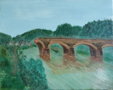 Painting titled "Pont de Bohan." by Seraphin, Original Artwork, Oil