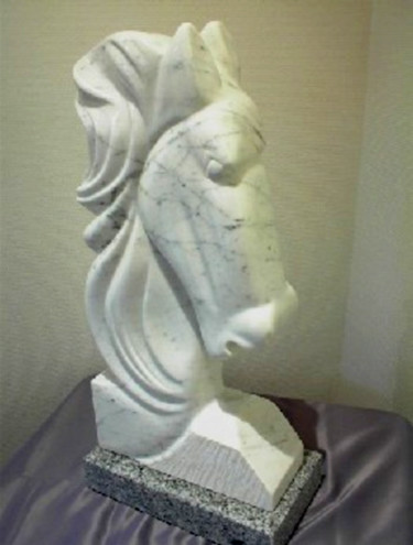Skulptur mit dem Titel "cheval." von Seraphin, Original-Kunstwerk, Stein