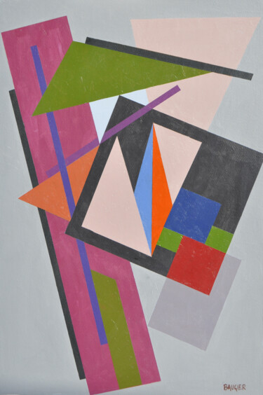 Painting titled "composition N°1254" by Marcel Baugier, Original Artwork, Acrylic Mounted on Wood Panel