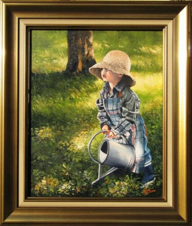 Peinture intitulée "Arroseur en herbe" par Marcel Boos, Œuvre d'art originale