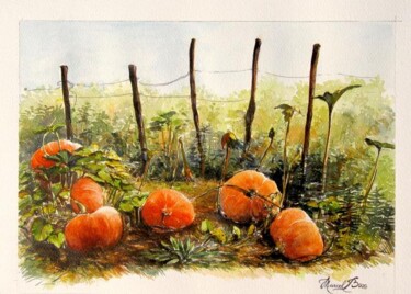 Painting titled "Citrouilles" by Marcel Boos, Original Artwork