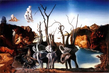 Peinture intitulée "Les cygnes se reflé…" par Marcel Boos, Œuvre d'art originale