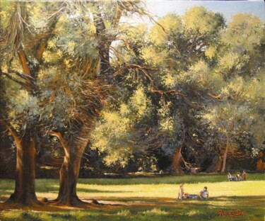 Peinture intitulée "Après-midi au parc…" par Marcel Boos, Œuvre d'art originale
