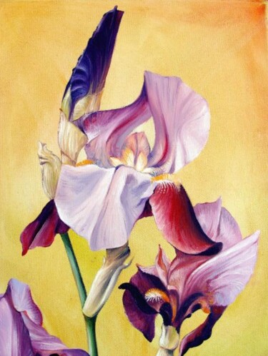 Peinture intitulée "Grand Iris (détail)" par Marcel Boos, Œuvre d'art originale