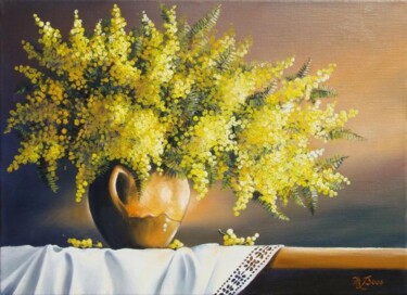 Painting titled "Bouquet de mimosa" by Marcel Boos, Original Artwork