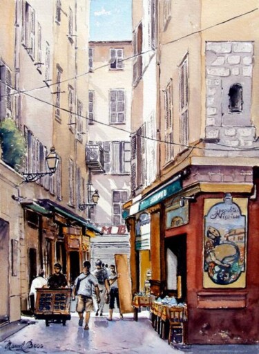 Peinture intitulée "Ruelle du vieux Nice" par Marcel Boos, Œuvre d'art originale