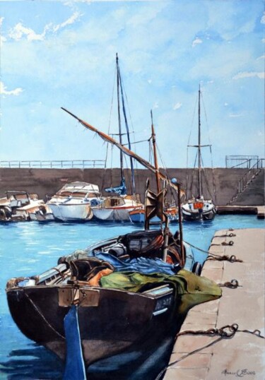 Pittura intitolato "Port de pêche du Cr…" da Marcel Boos, Opera d'arte originale