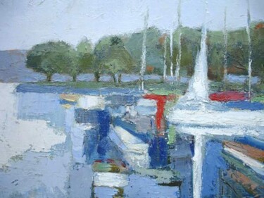 Painting titled "LE PORT D'OUCHY" by Marcel Clerc, Original Artwork