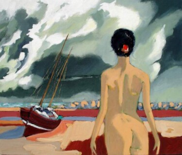 Painting titled "BRETAGNE AVANT LA T…" by Marcel Clerc, Original Artwork, Oil