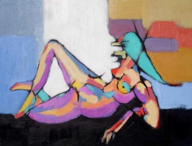 Peinture intitulée "MALY - la femme ois…" par Marcel Clerc, Œuvre d'art originale