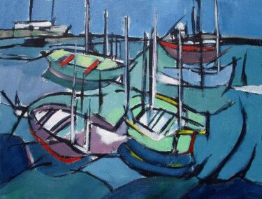Painting titled "MALY - LES BARQUES" by Marcel Clerc, Original Artwork