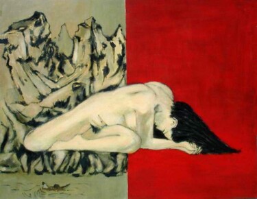 Ζωγραφική με τίτλο "PAYSAGE AVEC BARQUE" από Marcel Clerc, Αυθεντικά έργα τέχνης, Ακρυλικό