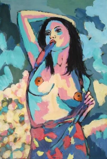 Painting titled "MALY - FILLE AU SAR…" by Marcel Clerc, Original Artwork