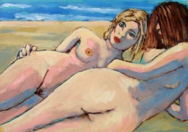 Malerei mit dem Titel "MALY - NUS SUR LE S…" von Marcel Clerc, Original-Kunstwerk