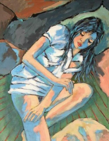 Peinture intitulée "MALY - LA SIESTE" par Marcel Clerc, Œuvre d'art originale
