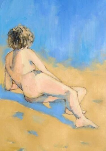 Peinture intitulée "MALY - NU - LA PLAGE" par Marcel Clerc, Œuvre d'art originale, Huile