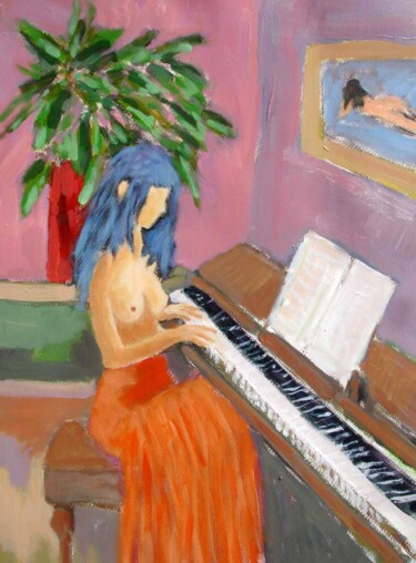 Peinture intitulée "MALY - LA PIANISTE" par Marcel Clerc, Œuvre d'art originale