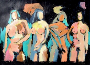 Peinture intitulée "MALY - GROUPE DE FA…" par Marcel Clerc, Œuvre d'art originale