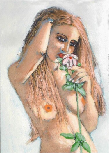 Peinture intitulée "MALY - LA FLEUR" par Marcel Clerc, Œuvre d'art originale