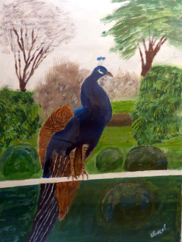 Peinture intitulée "Paon de Myrat" par Marcel De Nazelle, Œuvre d'art originale, Acrylique