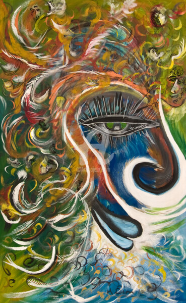 Schilderij getiteld "Lion of Juda" door Marcel Dion, Origineel Kunstwerk, Acryl