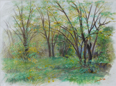 图画 标题为“Le Jardin de l'arti…” 由Marcel Duruflé, 原创艺术品, 粉彩 安装在纸板上