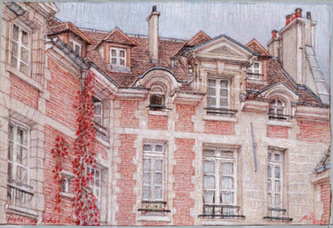 Disegno intitolato "PARIS: Hôtel de Roh…" da Marcel Duruflé, Opera d'arte originale, Pastello Montato su Cartone