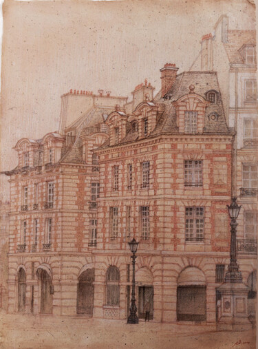Dessin intitulée "PARIS-Entrée de la…" par Marcel Duruflé, Œuvre d'art originale, Pastel Monté sur Carton