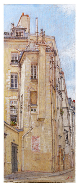 Digital Arts titled "la rue de Nevers, P…" by Marcel Duruflé, Original Artwork, Digital Print Mounted on Cardboard