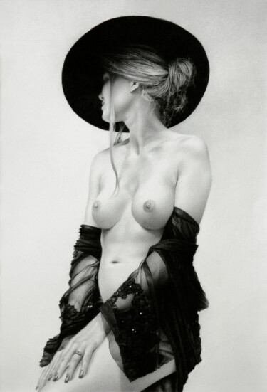 Картина под названием "Mary in Black" - Marcel Franquelin, Подлинное произведение искусства, Масло