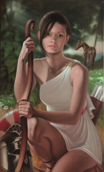 Pintura titulada "Amazone (Mandy Löff…" por Marcel Heinze, Obra de arte original, Oleo