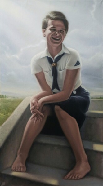 Painting titled "Sophie Scholl (2)" by Marcel Heinze, Original Artwork, Oil