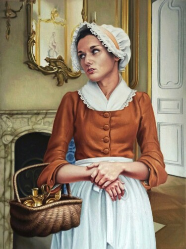 Painting titled "'Kammerzofe Sophie'" by Marcel Heinze, Original Artwork, Oil
