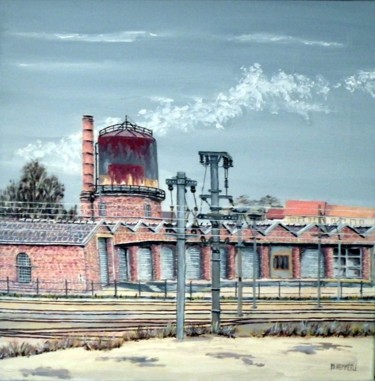 Peinture intitulée "le Château d'eau" par Marcel Hemmerlé, Œuvre d'art originale, Huile