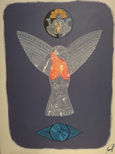 Painting titled "Bird spirit" by Marcel Pi, Original Artwork, Acrylic