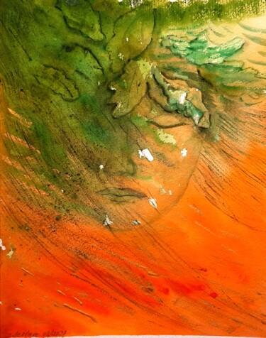 Malerei mit dem Titel "Forêt endormie" von Marcela Denghel, Original-Kunstwerk, Aquarell