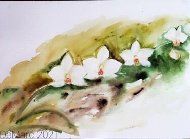 Pintura intitulada "ORCHIDÉE" por Marcela Denghel, Obras de arte originais, Aquarela