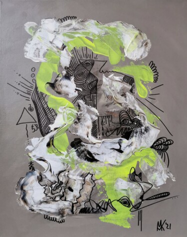 Картина под названием "Manifestation einer…" - Marcela Kamanis, Подлинное произведение искусства, Акрил Установлен на Деревя…
