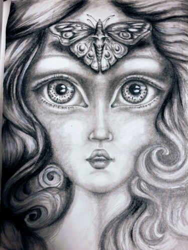 Disegno intitolato "Hipnosis" da Marcela Leon, Opera d'arte originale, Matita