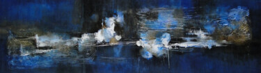 Painting titled "Catarsis en azul" by Marcela Ramirez-Aza, Original Artwork, Oil Mounted on Other rigid panel