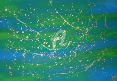 Pintura intitulada "Chuva de Ouro" por Marcela Santos, Obras de arte originais, Acrílico