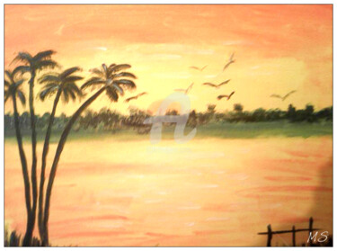 Pintura intitulada "por-do-sol." por Marcela Santos, Obras de arte originais, Acrílico