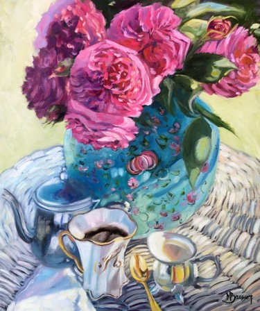 Painting titled "Pause café" by Marcela Bausson, Original Artwork, Oil