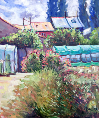 Painting titled "Les potagers, France" by Marcela Bausson, Original Artwork, Oil