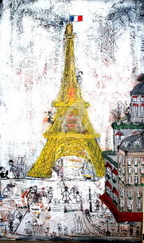 Painting titled ""La Torre de Paris"…" by Marcela Mumet, Original Artwork