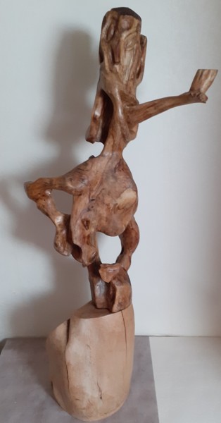 Skulptur mit dem Titel "le fumeur de pipe" von Marcelhenri De Sa, Original-Kunstwerk, Holz