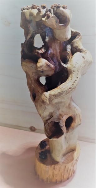 Skulptur mit dem Titel "Le vieil Homme" von Marcelhenri De Sa, Original-Kunstwerk, Holz