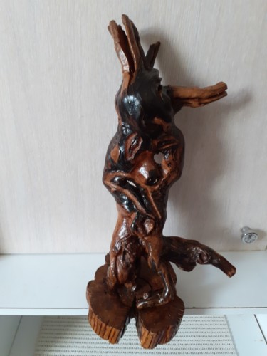 Sculpture titled "L'Asiatique" by Marcelhenri De Sa, Original Artwork, Wood