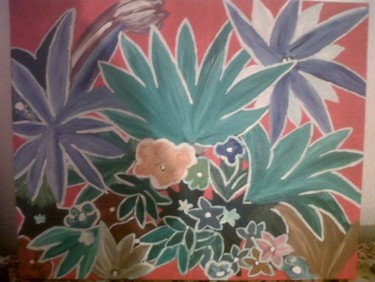 Painting titled "Fleurs imaginaires" by Marceline Odet, Original Artwork